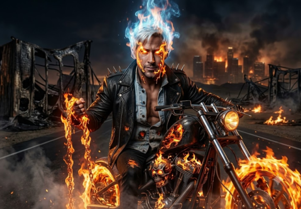 Ryan Gosgling como Moteiro Fantasma - Foto/Gemini
