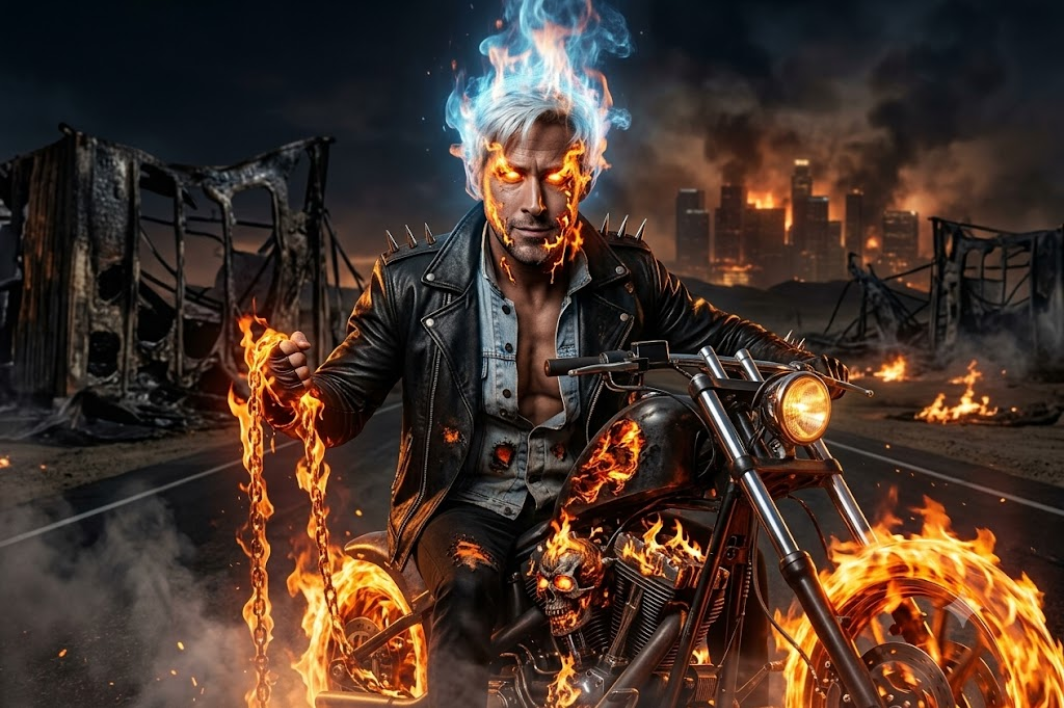 Ryan Gosgling como Moteiro Fantasma - Foto/Gemini